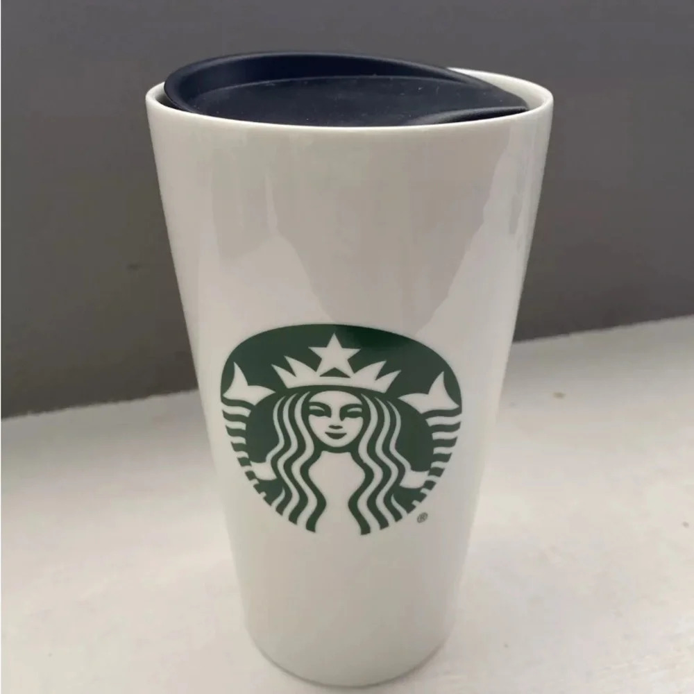 Starbucks 2019 Ceramic To Go Tall Travel Mug Tumbler 12 oz Green Mermaid Logo
